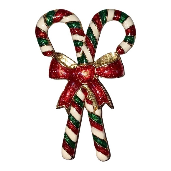 Vintage 1950’s Enamel CandyCane Pin - Picture 1 of 2